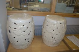 Pair of Oriental Style Ceramic Stools