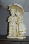 Resin Ornament - Girl & Boy Under Umbrella