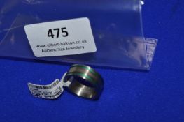 *Titanium Ring & Silver with Green Inlay