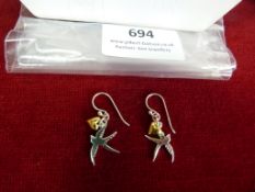 *Pair of Sterling 925 Silver Earrings - Swallows w
