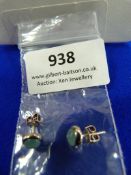 *Pair of Sterling 925 Silver & Jade Stud Earrings