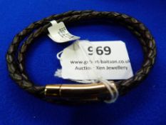 *Dark Brown Leather Bracelet with Rose Gold Clasp