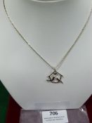 *Sterling 925 Silver Love Birds Pendant and Fine D