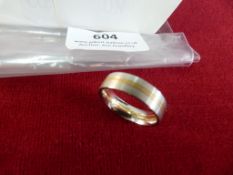 *Stainless Steel Ring with Gold Band Size:63