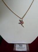 *Pink Fairy Pendant on Sterling 925 Silver Chain