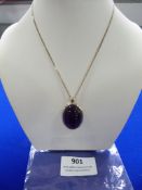 *Amethyst Cabochon on Sterling 925 Silver Chain