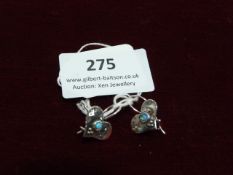 *Pair of Hammered Silver Earrings Set with Opals