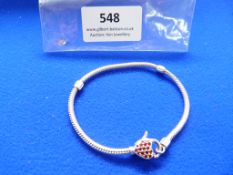 *Sterling 925 Silver Bracelet Chain with Heart Cla