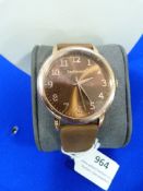 *Fred Bennett Watch with Rose Gold Finish and Leat