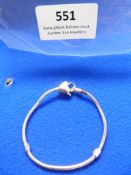 *Sterling 925 Silver Bracelet Chain with Heart Cla