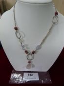 *Sterling 925 Silver Chain and Pendant with Cut Ge