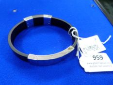 *Calvin Klein Polished Steel & Black Leather Brace