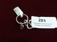 *Silver Ring with Heart Charm Set with Opal