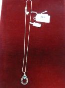 *Silver Chain with Teardrop & Blue Stone Pendant