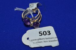 *Sterling 925 Silver Ring with Four Amethyst Caboc