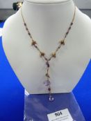 *9ct Gold Floral Design Chain with Amethyst