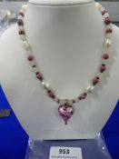 *Sterling 925 Silver Necklace with Pearls and Gems