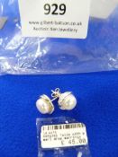 *Pair of Sterling 925 Silver Tulip & Pearl Studs