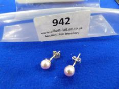 *Pair of Sterling 925 Silver & Pink Pearl Earrings