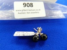 *Pair of Sterling 925 Silver and Black Pearl Studs