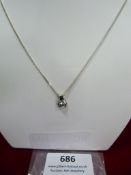*Sterling 925 Silver Pendant with Stone on Chain