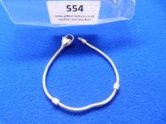 *Sterling 925 Silver Bracelet Chain with Heart Cla