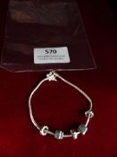*Sterling 925 Silver Bracelet Chain with Two Charm