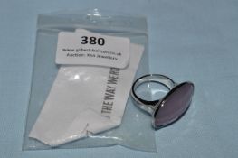 Steel and Pink Oval Glass Ring