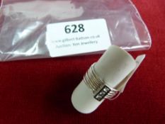 *Sterling 925 Silver Ring with Three Inset Stones