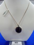 *Amethyst Cabochon on Sterling 925 Silver Chain