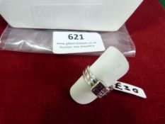 *Sterling 925 Silver Ring with Four Pink Stones an