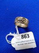 *Rennie Macintosh Sterling Silver Celtic Design Ring with Small Blue Stone