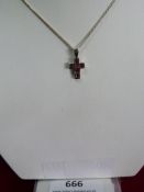*Sterling 925 Silver Crucifix with Pink Stones on