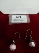 *Pair of Lovelinks Sterling 925 Silver & Pink Glas