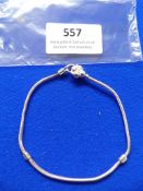 *Sterling 925 Silver Bracelet Chain with Floral Cl