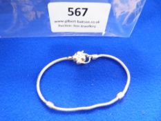 *Sterling 925 Silver Bracelet Chain with Floral Cl