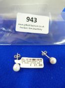 *Pair of Sterling 925 Silver & White Pearl Earring
