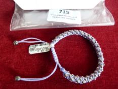 *Sterling 925 Silver Ball & Violet Cord Bracelet