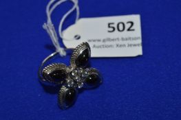 *Sterling 925 Silver Ring with Four Leaf Shaped Bl