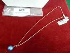 *Sterling 925 Silver Chain with Iridescent Blue Pe