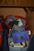 Box and a Red Basket of Books