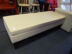 Upholstered & Faux Cream Leather Ottoman