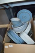 Box Containing Denby and Other Plates and Oven Dis