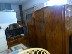 Figured Walnut Deco Style Bedroom Suite; Ladies an