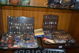 Large Assortment Teaspoons in Racks and Cases