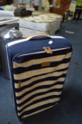 Blue & White Stripped Suitcase