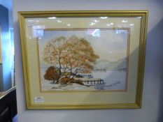 Framed Watercolour - Lake Scene