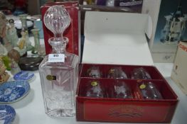 Whiskey Decanter and Boxed Royal Crystal Rock Tumb