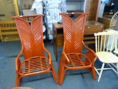 Pair of Painted Cane Highback Conservatory Chairs