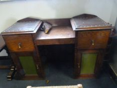 Double Pedestal Desk with Inlet Leather Top and Br